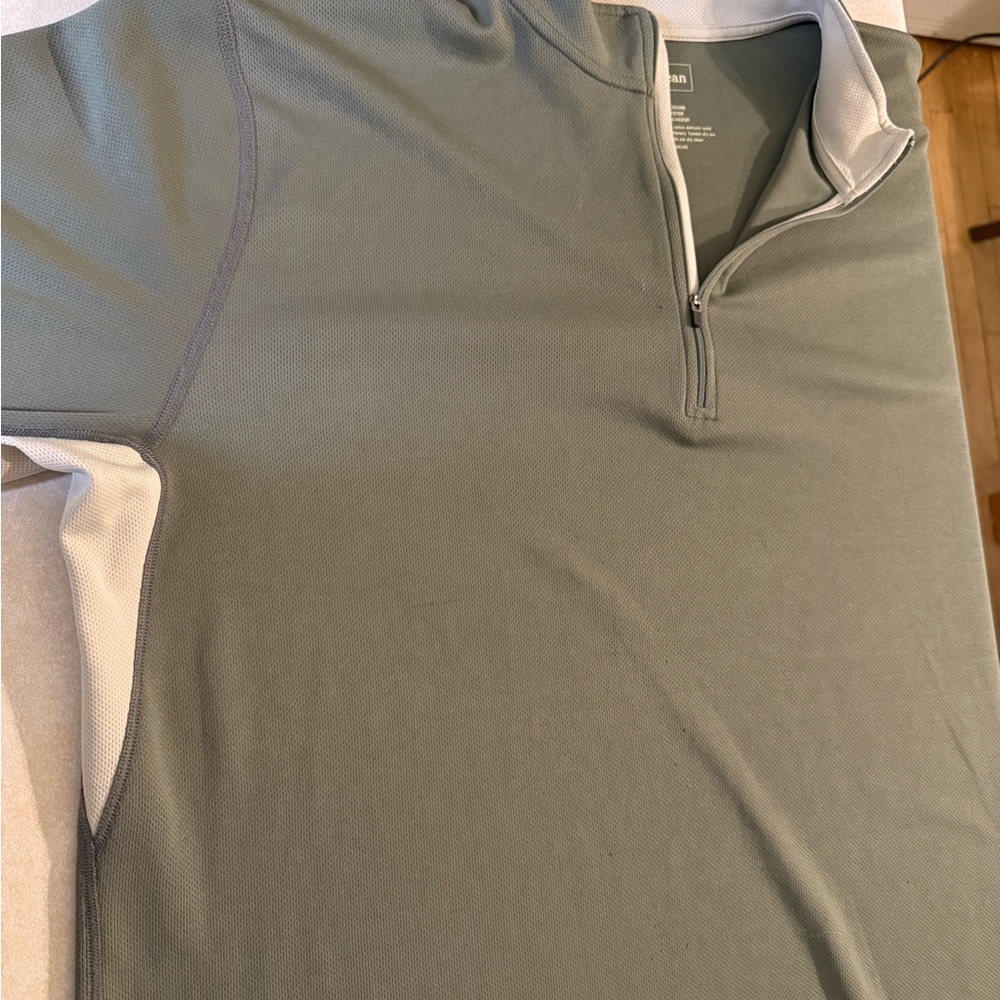 L.L. Bean Olive and Beige Quarter-Zip Pullover